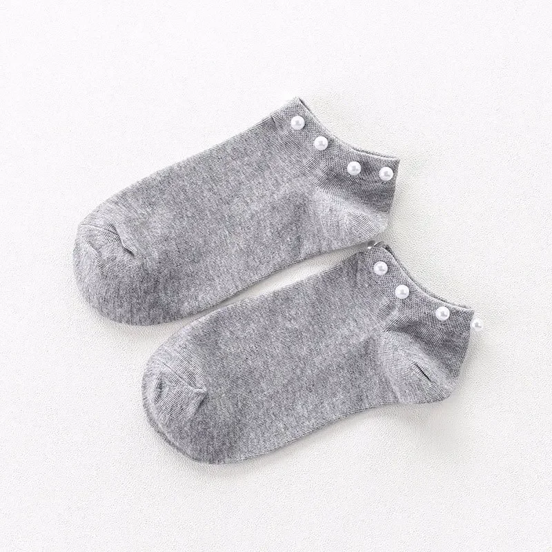 Women Socks Cotton Lovely Candy Color Imitation Pearl Women's Socks.Casual Ladies Girl's Short Female Socks Sox Hosiery