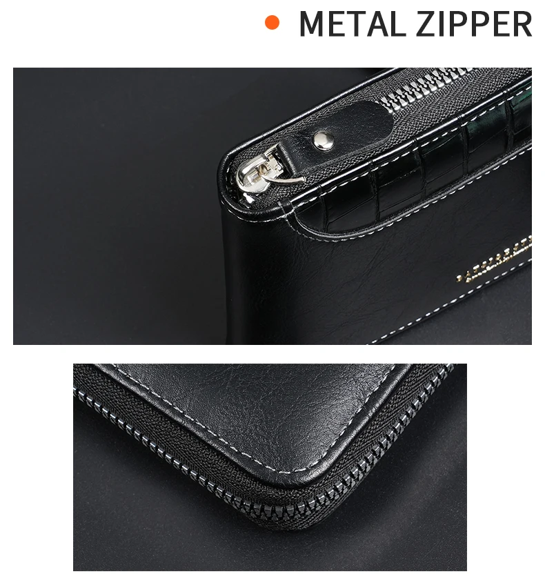 Leather Men’s Wallet Luxury Mens Purse Male Zipper Card Holders with Coin Pocket Rfid Wallets Gifts for Men Money Bag