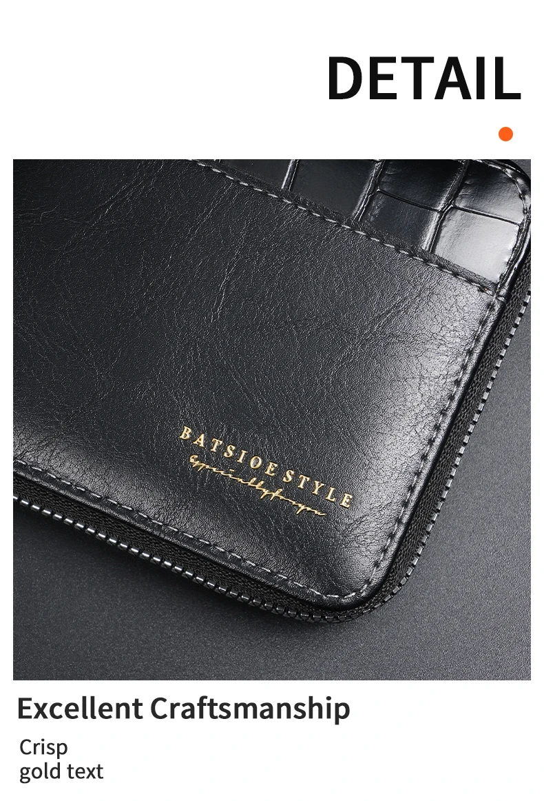 Leather Men’s Wallet Luxury Mens Purse Male Zipper Card Holders with Coin Pocket Rfid Wallets Gifts for Men Money Bag