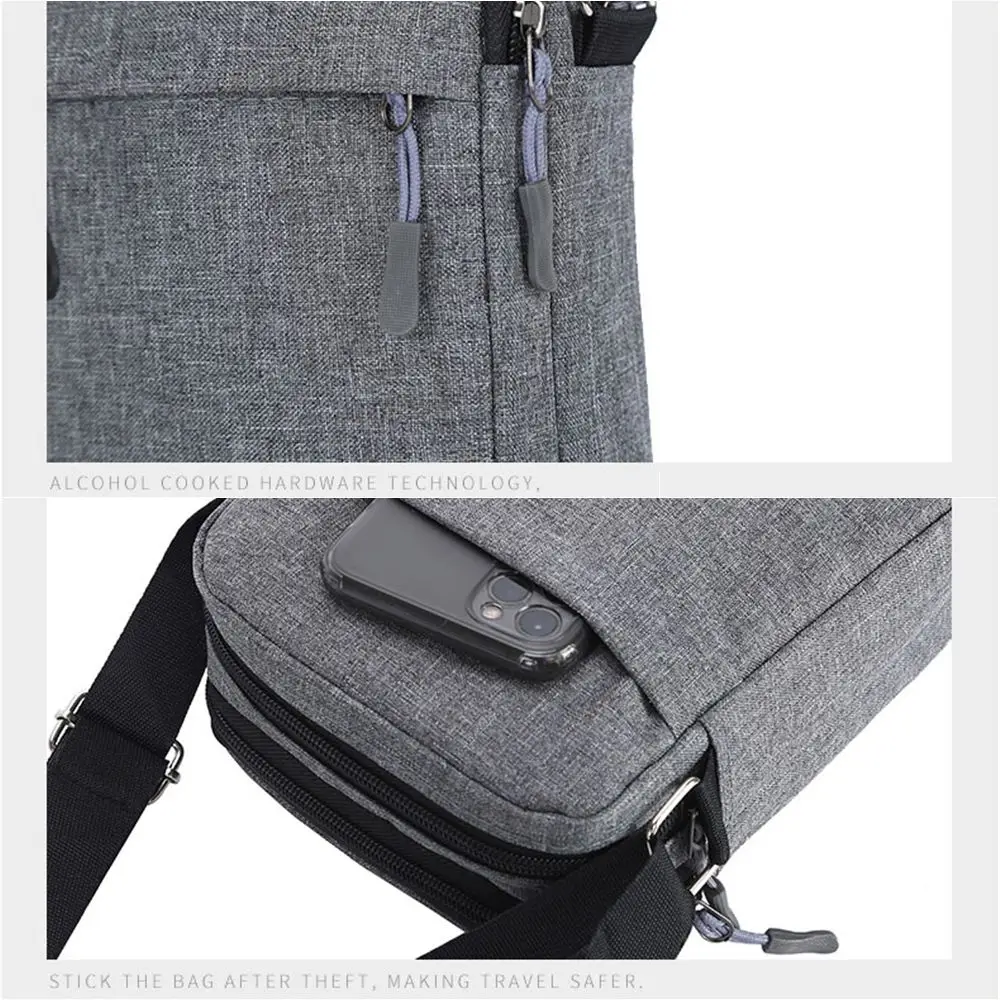 Men Phone Bag Crossbody Bag Fashion Shoulder Bags Mini Male Chest Pack Canvas Travel Clutch Bag Simple Black Packet