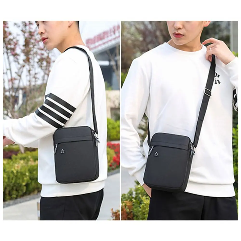 Men Phone Bag Crossbody Bag Fashion Shoulder Bags Mini Male Chest Pack Canvas Travel Clutch Bag Simple Black Packet