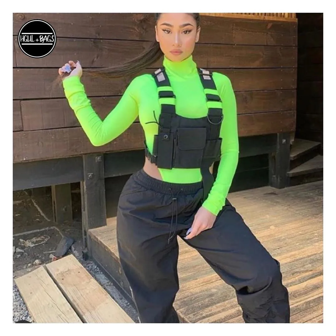 Functional Tactical Chest Rig Bag Unisex Hip Hop Vest Streetwear Bag Waist Pack Reflective walkie-talkie package Women Chest Bag