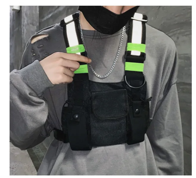 Functional Tactical Chest Rig Bag Unisex Hip Hop Vest Streetwear Bag Waist Pack Reflective walkie-talkie package Women Chest Bag