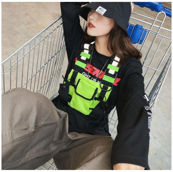 Functional Tactical Chest Rig Bag Unisex Hip Hop Vest Streetwear Bag Waist Pack Reflective walkie-talkie package Women Chest Bag