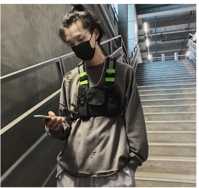 Functional Tactical Chest Rig Bag Unisex Hip Hop Vest Streetwear Bag Waist Pack Reflective walkie-talkie package Women Chest Bag