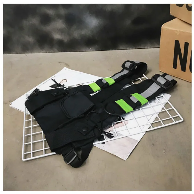 Functional Tactical Chest Rig Bag Unisex Hip Hop Vest Streetwear Bag Waist Pack Reflective walkie-talkie package Women Chest Bag