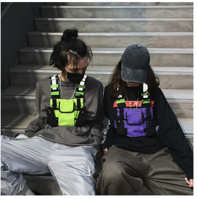 Functional Tactical Chest Rig Bag Unisex Hip Hop Vest Streetwear Bag Waist Pack Reflective walkie-talkie package Women Chest Bag