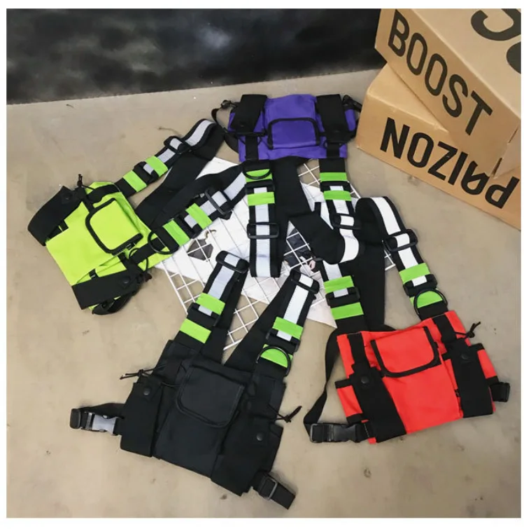 Functional Tactical Chest Rig Bag Unisex Hip Hop Vest Streetwear Bag Waist Pack Reflective walkie-talkie package Women Chest Bag