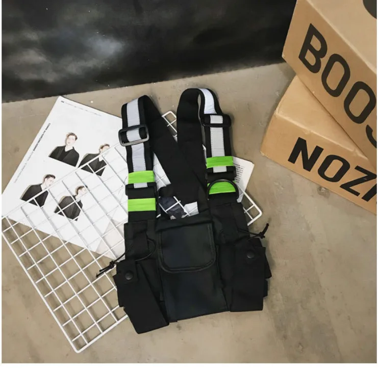 Functional Tactical Chest Rig Bag Unisex Hip Hop Vest Streetwear Bag Waist Pack Reflective walkie-talkie package Women Chest Bag