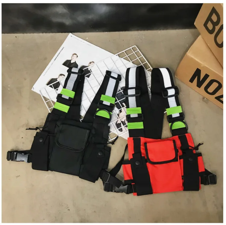 Functional Tactical Chest Rig Bag Unisex Hip Hop Vest Streetwear Bag Waist Pack Reflective walkie-talkie package Women Chest Bag