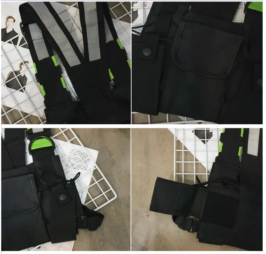 Functional Tactical Chest Rig Bag Unisex Hip Hop Vest Streetwear Bag Waist Pack Reflective walkie-talkie package Women Chest Bag