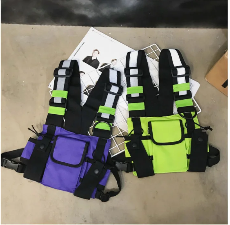 Functional Tactical Chest Rig Bag Unisex Hip Hop Vest Streetwear Bag Waist Pack Reflective walkie-talkie package Women Chest Bag