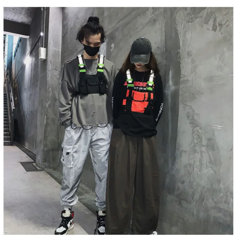 Functional Tactical Chest Rig Bag Unisex Hip Hop Vest Streetwear Bag Waist Pack Reflective walkie-talkie package Women Chest Bag