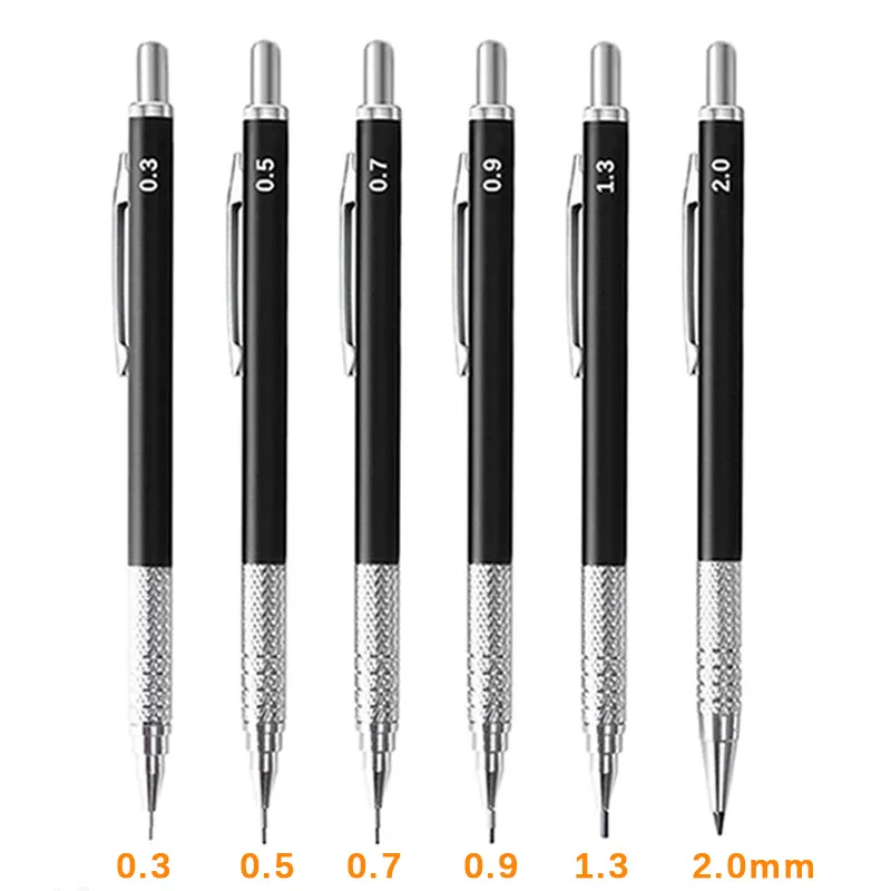 Metal Mechanical Pencil Large capacity Lead Refills Set 0.3, 0.5, 0.7, 0.9 2.0 Mechanical Pencils for Writing Drawing Sketching