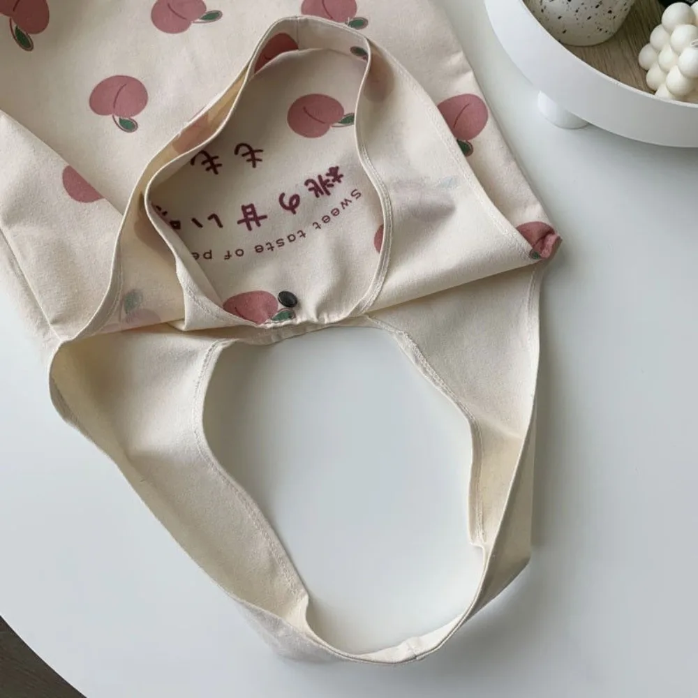 Cute Strawberry Tote Bag Aesthetic for School Girls Purses Shopper Designer Handbag Women Peach Print Eco Shoulder Bags