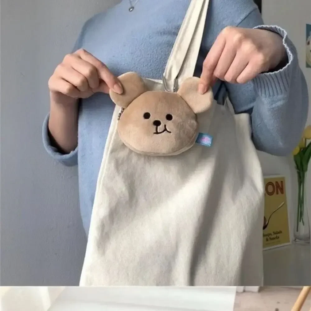 Super Adorable Plush Bear Coin Purse 3D Cartoon Storage Bag Outdoor Travel Girls Wallet Earphone Date-cable Zipper Bag