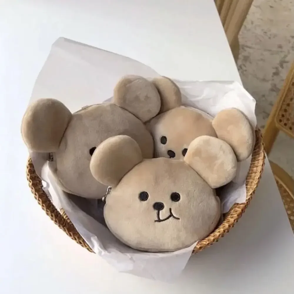 Super Adorable Plush Bear Coin Purse 3D Cartoon Storage Bag Outdoor Travel Girls Wallet Earphone Date-cable Zipper Bag