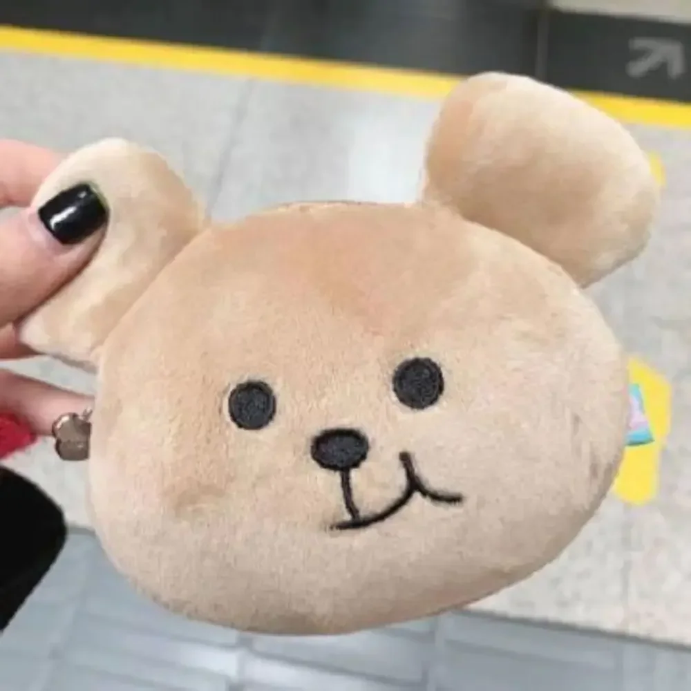 Super Adorable Plush Bear Coin Purse 3D Cartoon Storage Bag Outdoor Travel Girls Wallet Earphone Date-cable Zipper Bag