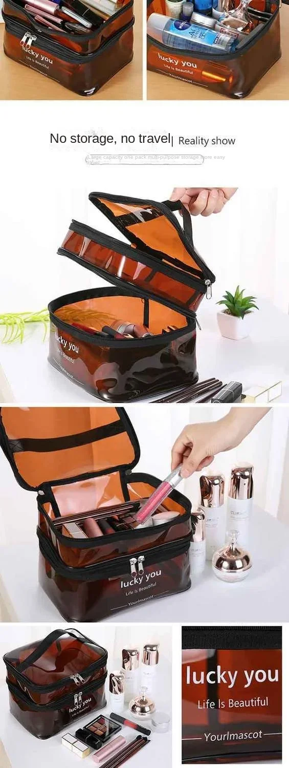 Waterproof Transparent PVC Bath Cosmetic Bag Women Make Up Case Travel Zipper Makeup Beauty Wash Organizer Toiletry Storage Kit