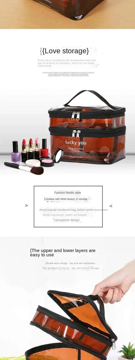 Waterproof Transparent PVC Bath Cosmetic Bag Women Make Up Case Travel Zipper Makeup Beauty Wash Organizer Toiletry Storage Kit