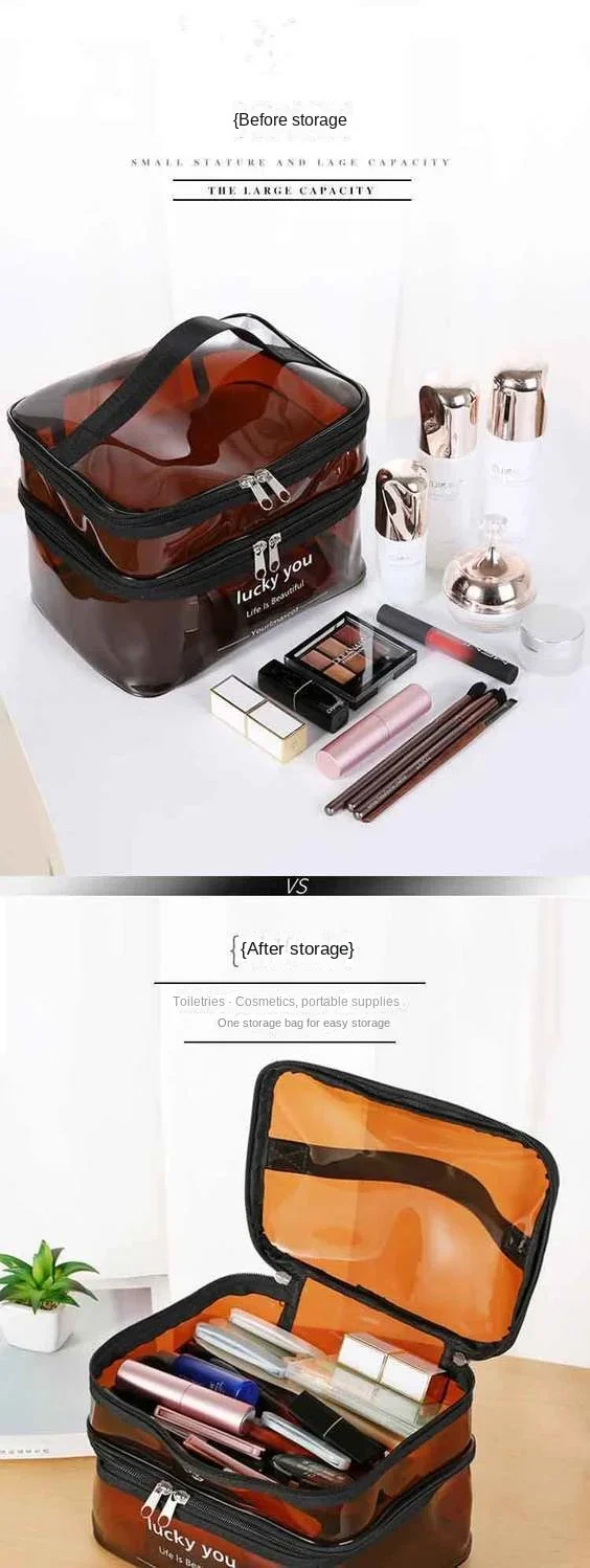 Waterproof Transparent PVC Bath Cosmetic Bag Women Make Up Case Travel Zipper Makeup Beauty Wash Organizer Toiletry Storage Kit