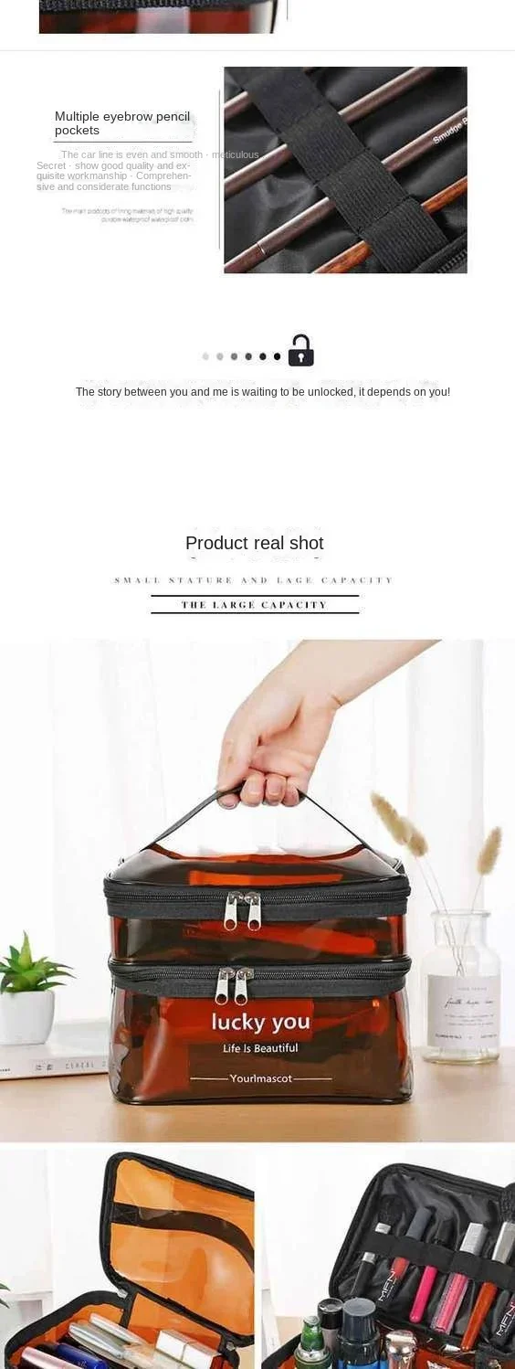 Waterproof Transparent PVC Bath Cosmetic Bag Women Make Up Case Travel Zipper Makeup Beauty Wash Organizer Toiletry Storage Kit