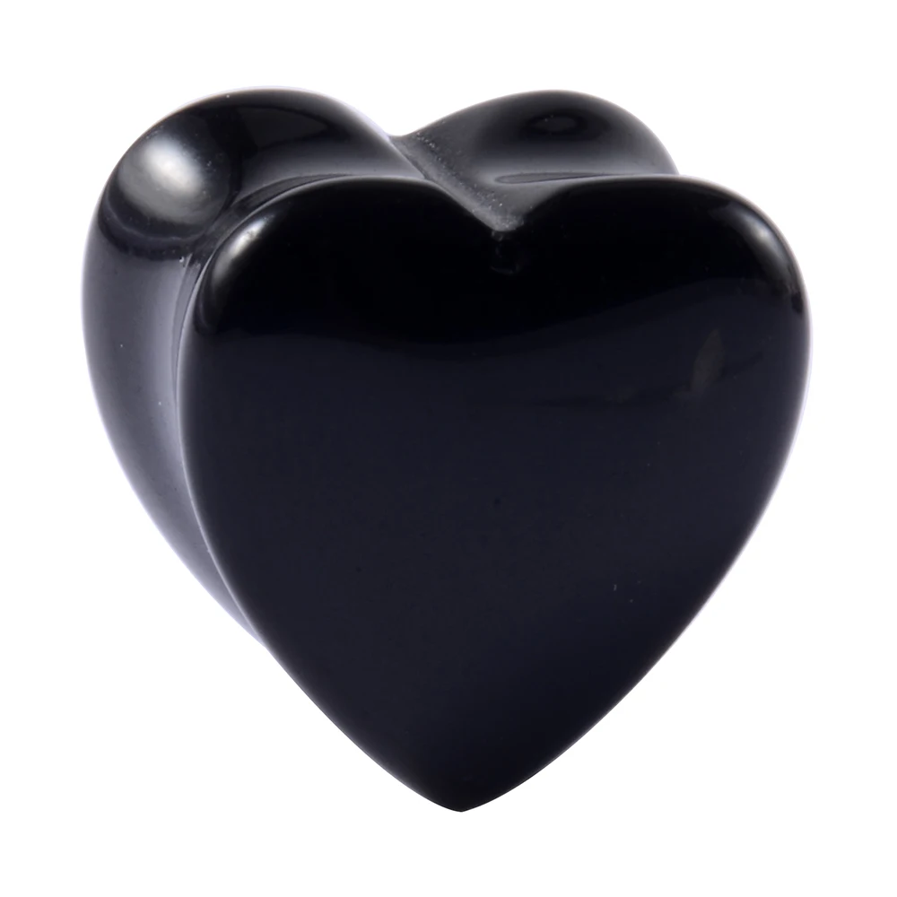 2PCS Heart Ear Plugs Natural Stone Ear Gauge Earring Flesh Tunnel Quartz Obsidian Opal Ears Expander Body Piercing 6-16mm