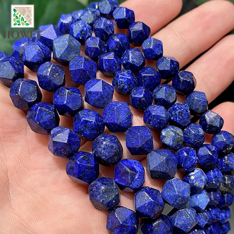 Natural Stone Beads Faceted Blue Lapis Lazuli Spacers Loose Beads DIY Bracelet Accessories for Jewelry Making 14" Inch 6 8 10MM