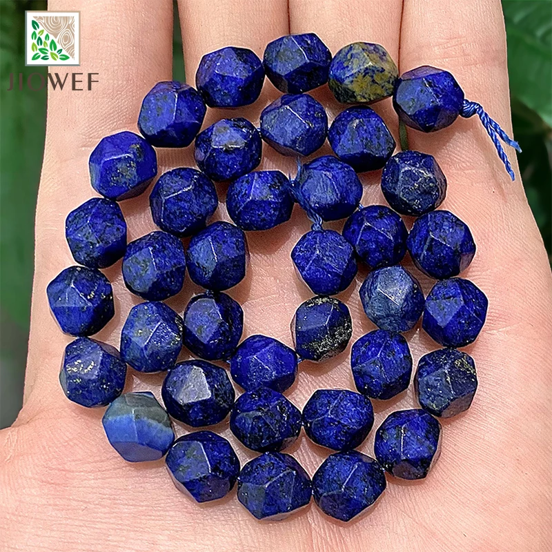 Natural Stone Beads Faceted Blue Lapis Lazuli Spacers Loose Beads DIY Bracelet Accessories for Jewelry Making 14" Inch 6 8 10MM