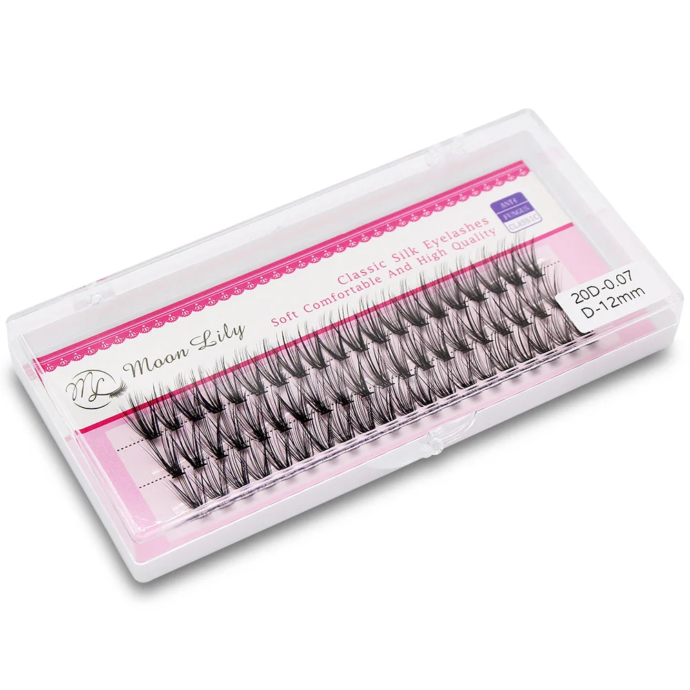 Moonlily 60 Bundles Luxury Thick Cluster EyeLashes Extension 3D Russian Volume Grafting Fake False 20D 30D Mink Eyelash Bunche
