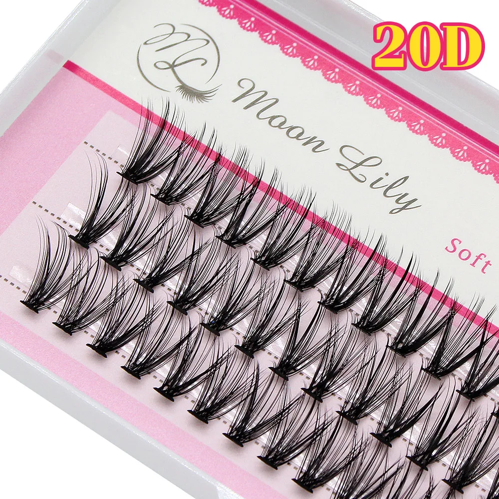 Moonlily 60 Bundles Luxury Thick Cluster EyeLashes Extension 3D Russian Volume Grafting Fake False 20D 30D Mink Eyelash Bunche