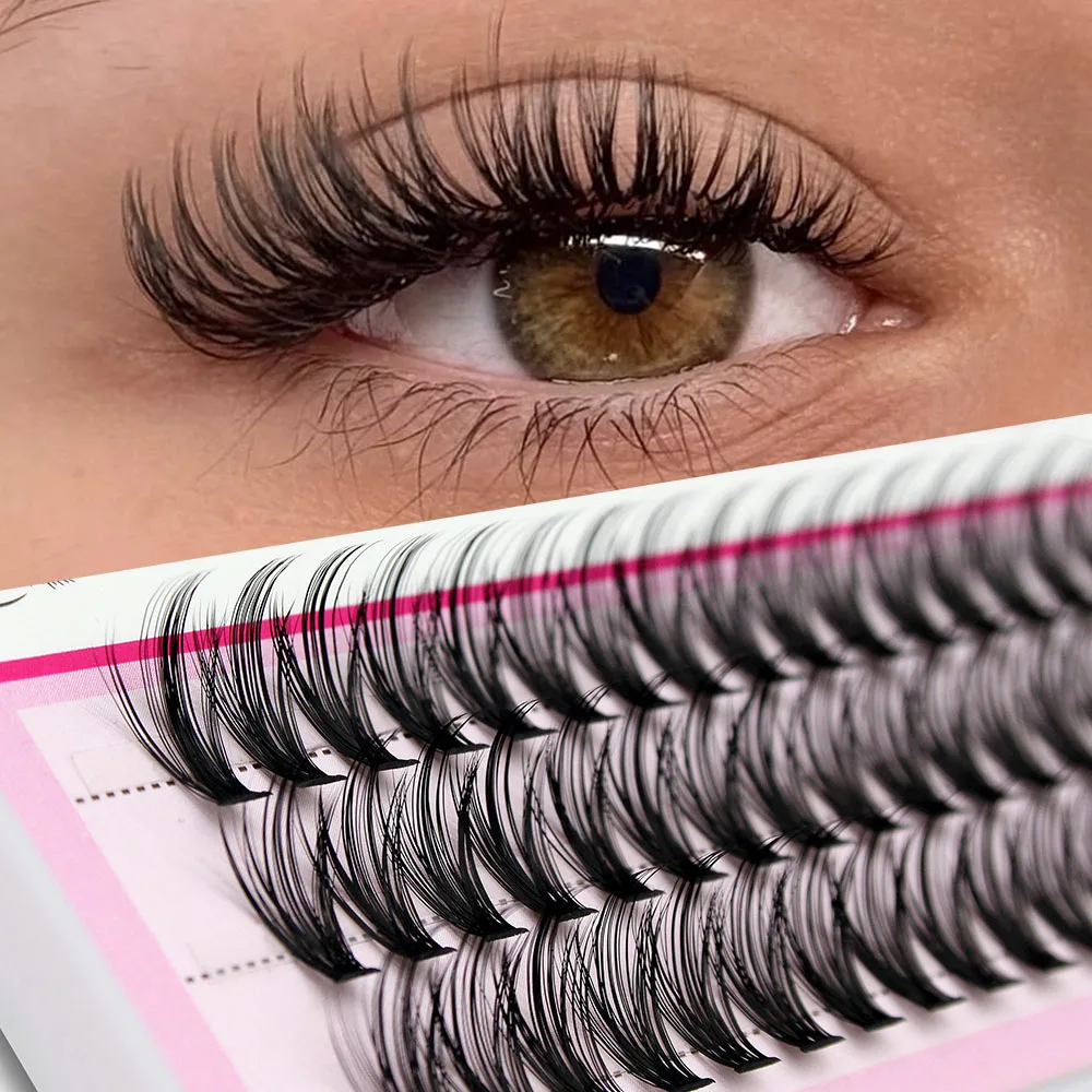 Moonlily 60 Bundles Luxury Thick Cluster EyeLashes Extension 3D Russian Volume Grafting Fake False 20D 30D Mink Eyelash Bunche