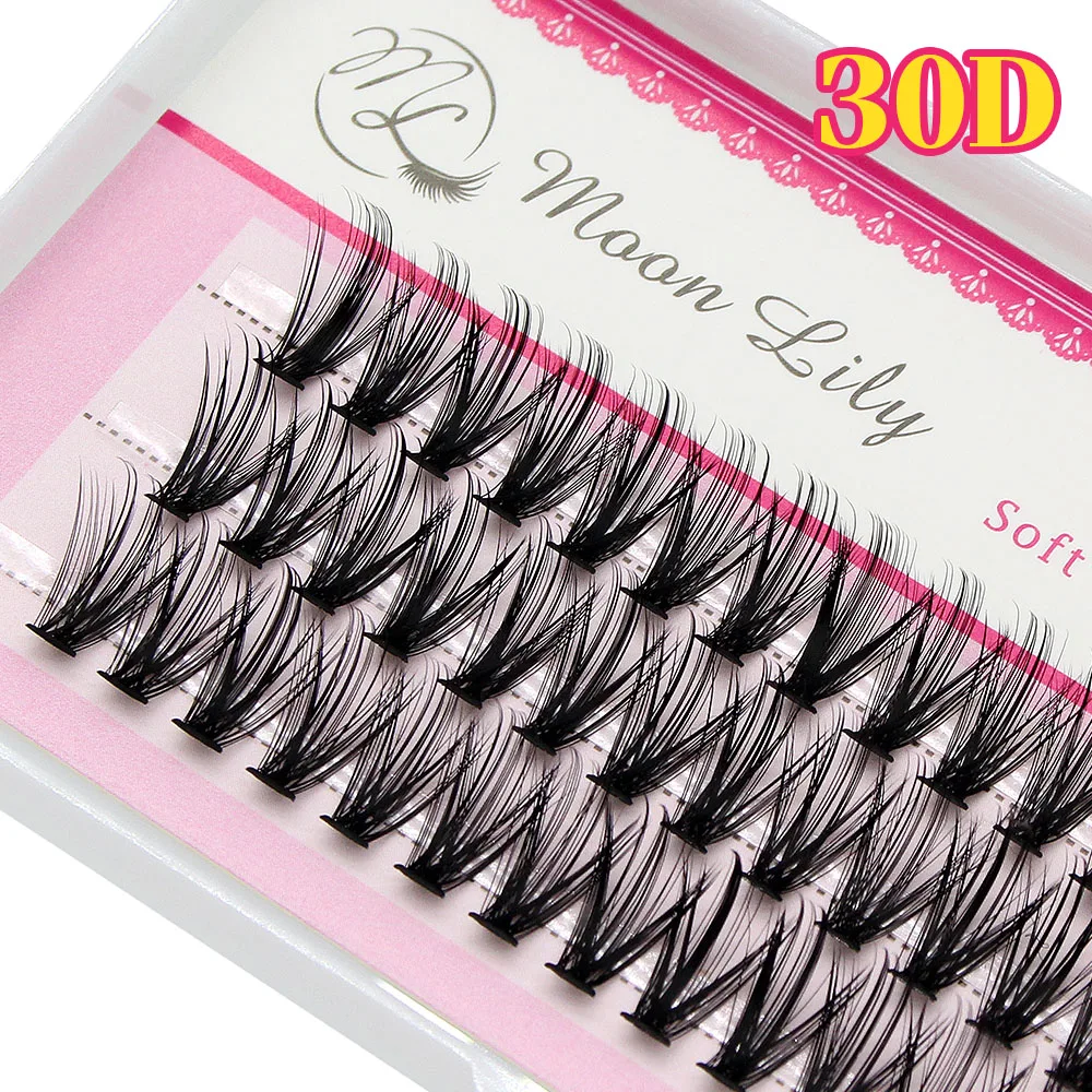 Moonlily 60 Bundles Luxury Thick Cluster EyeLashes Extension 3D Russian Volume Grafting Fake False 20D 30D Mink Eyelash Bunche