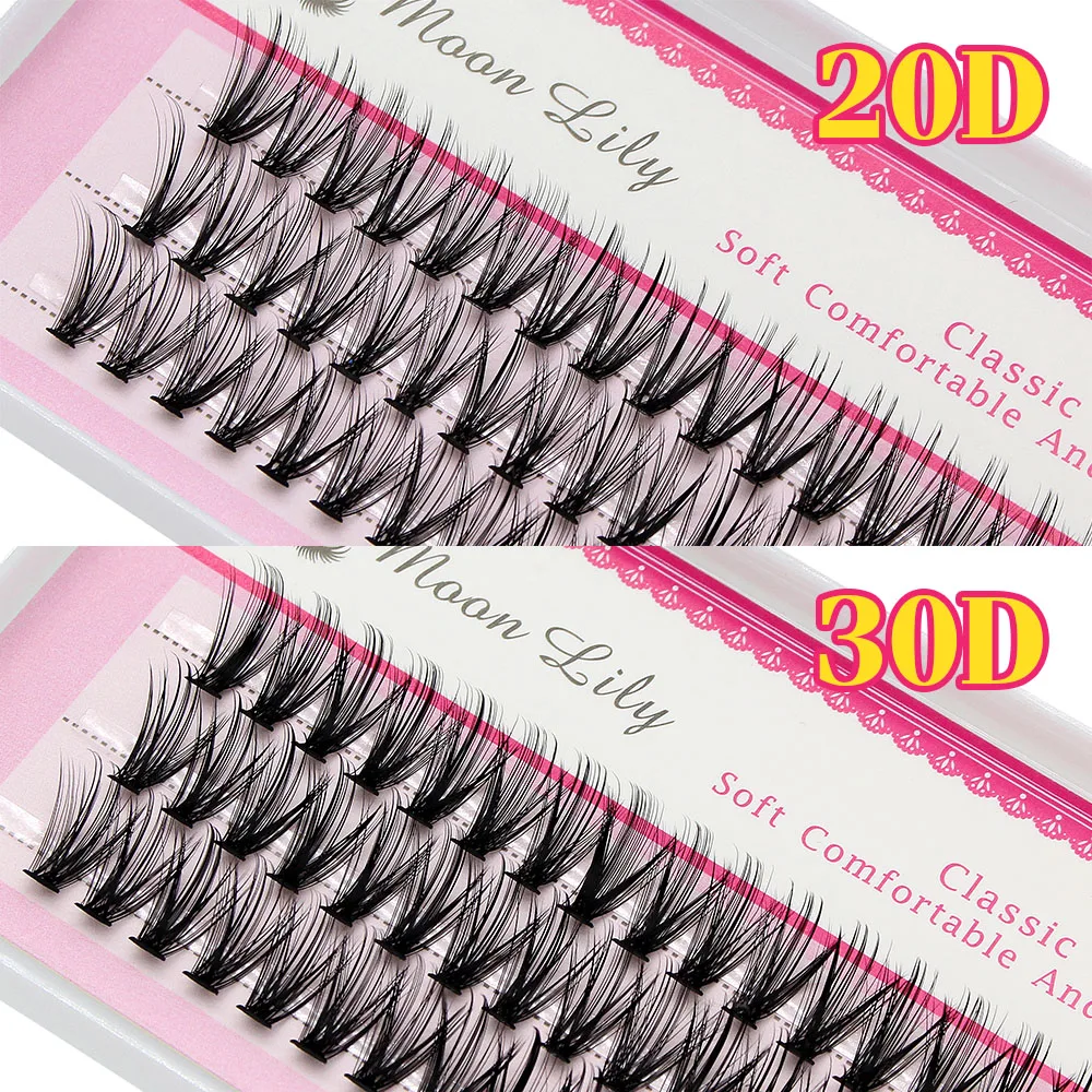 Moonlily 60 Bundles Luxury Thick Cluster EyeLashes Extension 3D Russian Volume Grafting Fake False 20D 30D Mink Eyelash Bunche