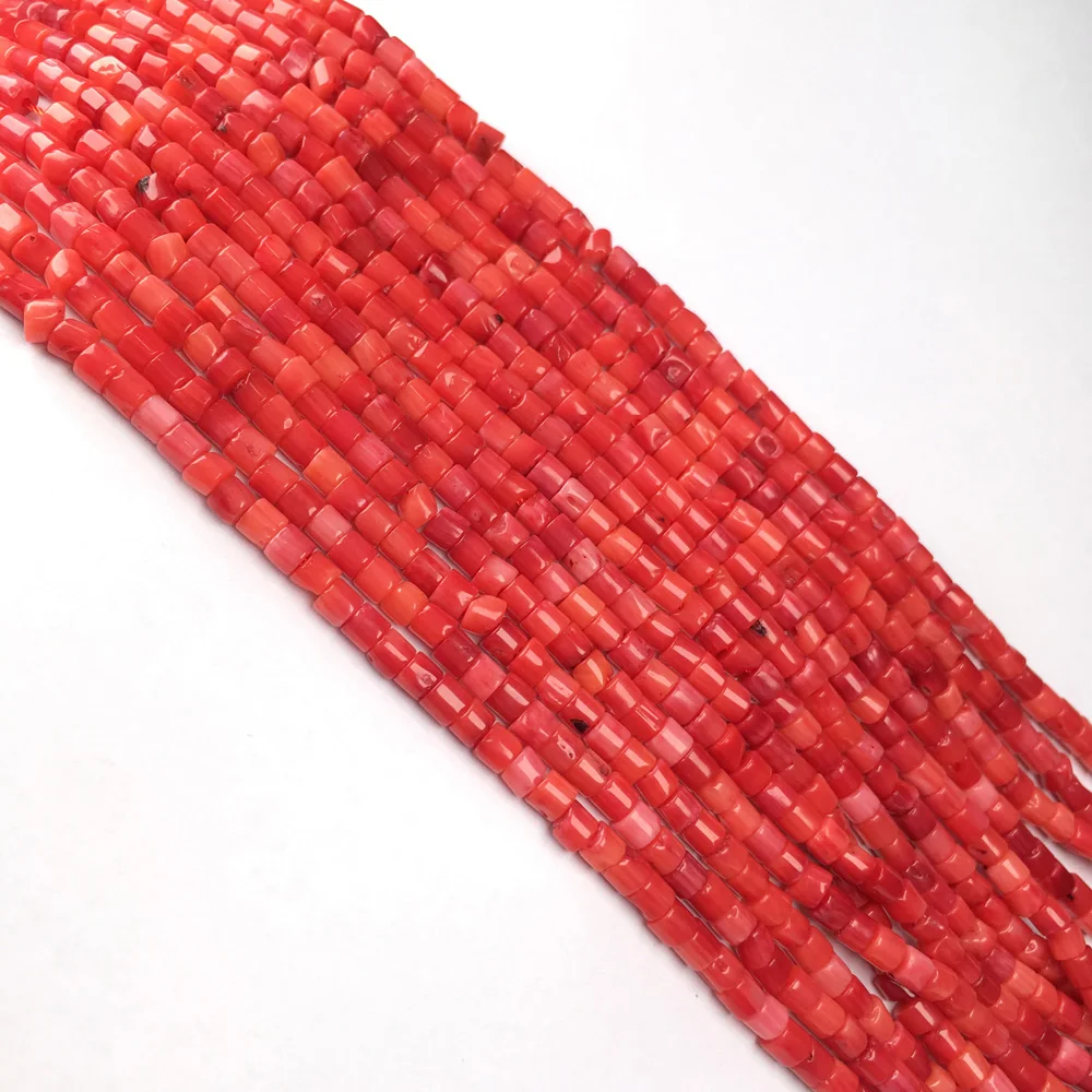 Wholesale Natural Stone Coral Beads Small Column Shape Loose Beads for Jewelry Making DIY Bracelet Necklace Accessories 3x3mm
