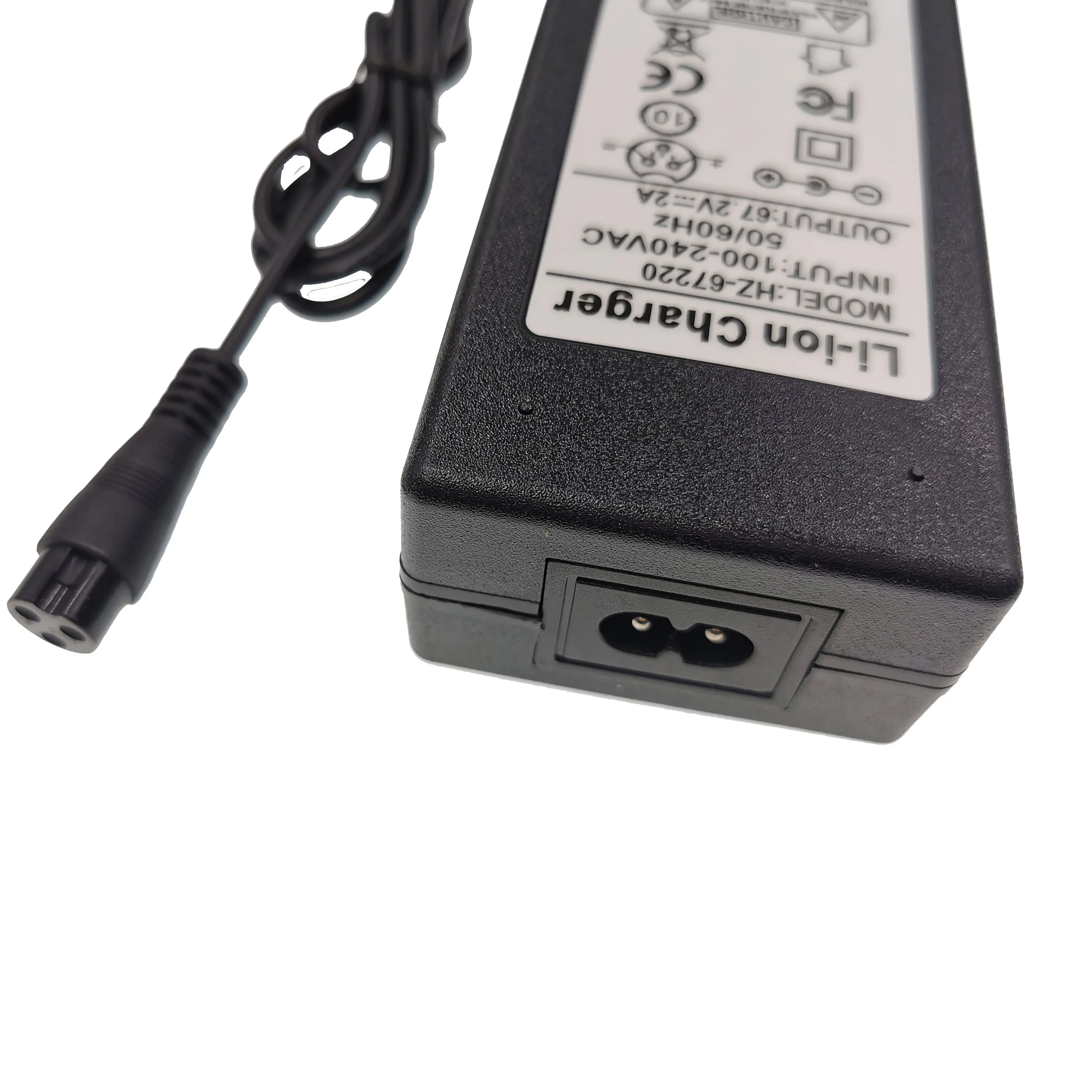 67.2V 2A Li-ion Battery Charger for 60V 16S Battery Pack with GX16 3P(1+,2-) Connector