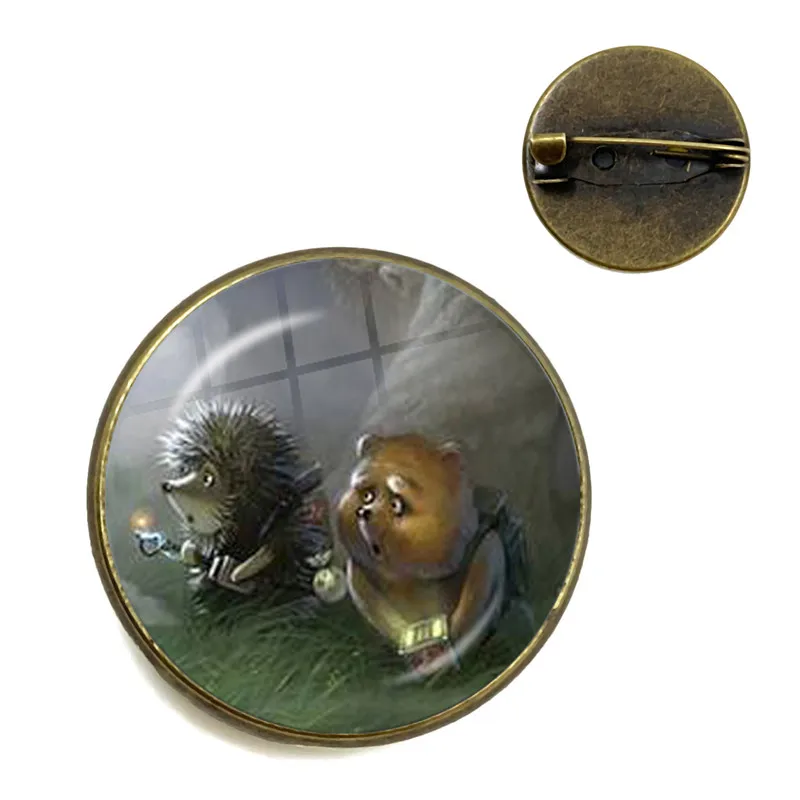 Vintage Hedgehog Brooch Cute Animal Pins Fashion Jewelry Brooches Antique Bronze Plated Collar Pin For Women Men Gift