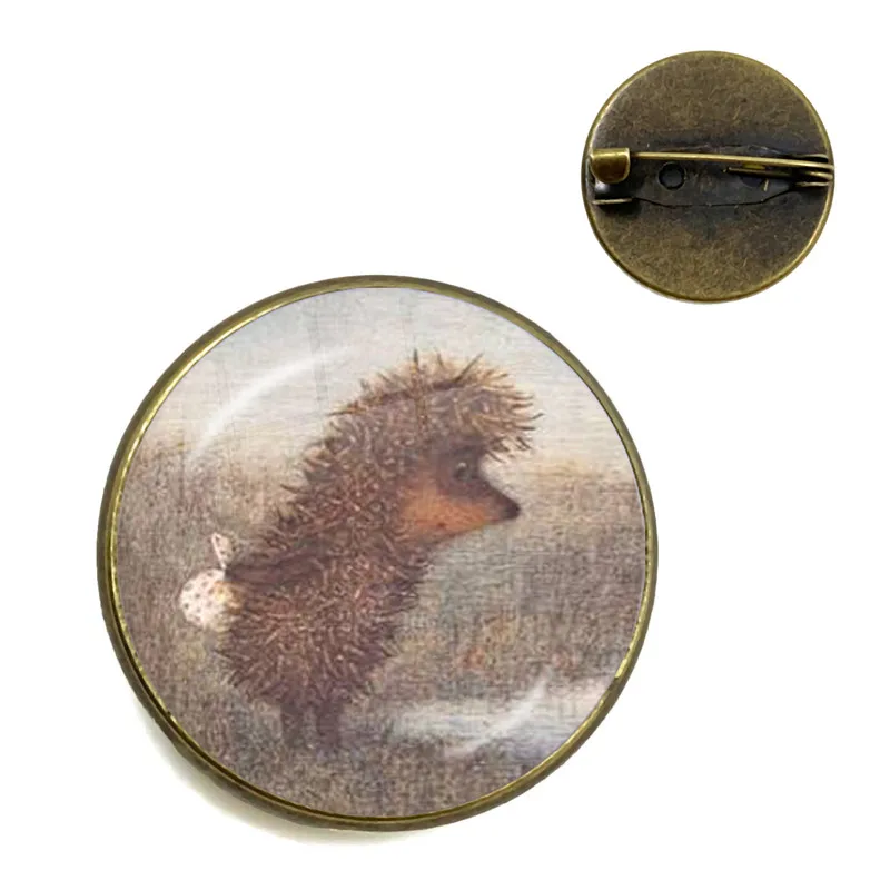 Vintage Hedgehog Brooch Cute Animal Pins Fashion Jewelry Brooches Antique Bronze Plated Collar Pin For Women Men Gift