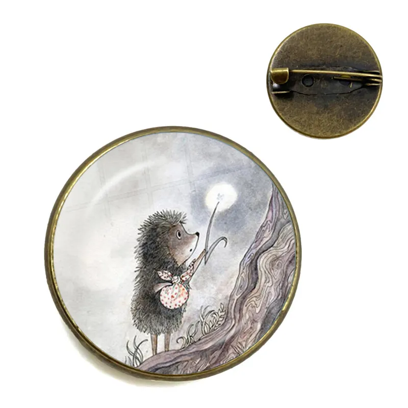 Vintage Hedgehog Brooch Cute Animal Pins Fashion Jewelry Brooches Antique Bronze Plated Collar Pin For Women Men Gift