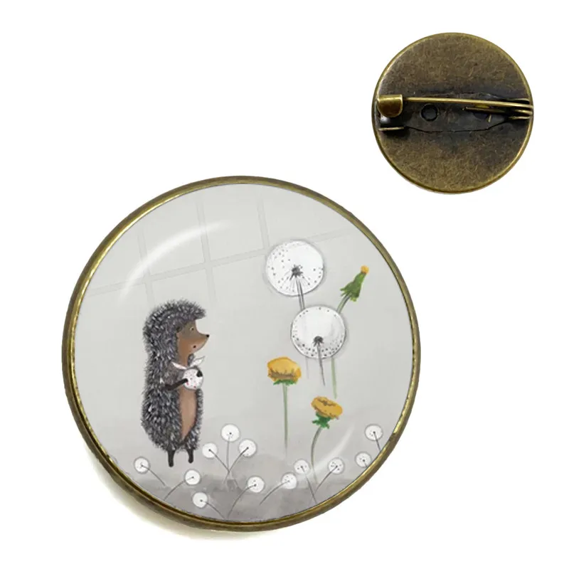 Vintage Hedgehog Brooch Cute Animal Pins Fashion Jewelry Brooches Antique Bronze Plated Collar Pin For Women Men Gift