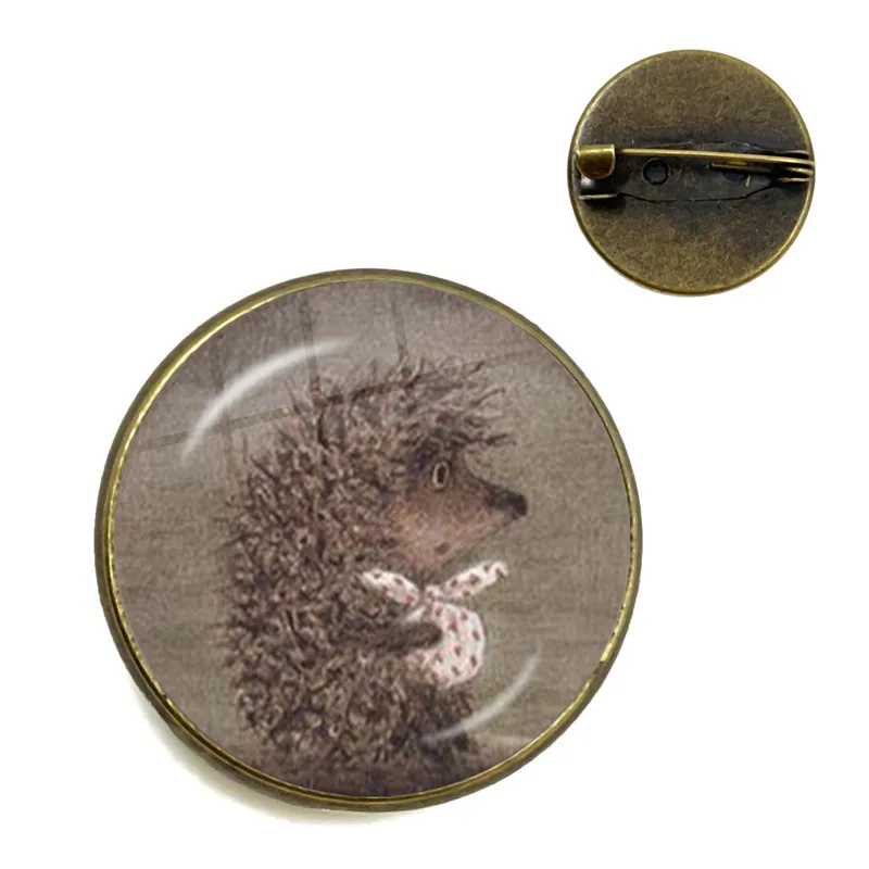 Vintage Hedgehog Brooch Cute Animal Pins Fashion Jewelry Brooches Antique Bronze Plated Collar Pin For Women Men Gift