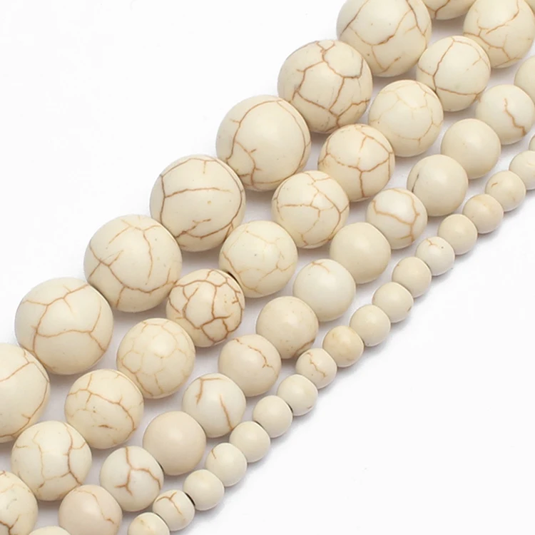 Natural Turquoises Howlite Stone Sediment Jaspers Round Loose DIY Beads for Jewelry Making Christmas Gift Bracelets 15'' 4-12mm