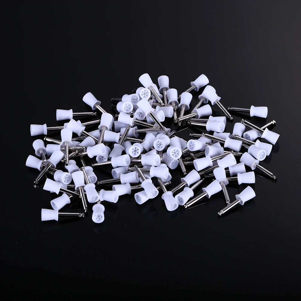 100pcs/box Dental Polishing Cup Latch Type Rubber Tooth Polish Polishing Brush Prophy Cup for Low Speed Handpiece Oral Hygiene