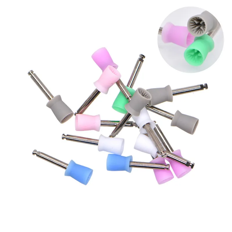 100pcs/box Dental Polishing Cup Latch Type Rubber Tooth Polish Polishing Brush Prophy Cup for Low Speed Handpiece Oral Hygiene