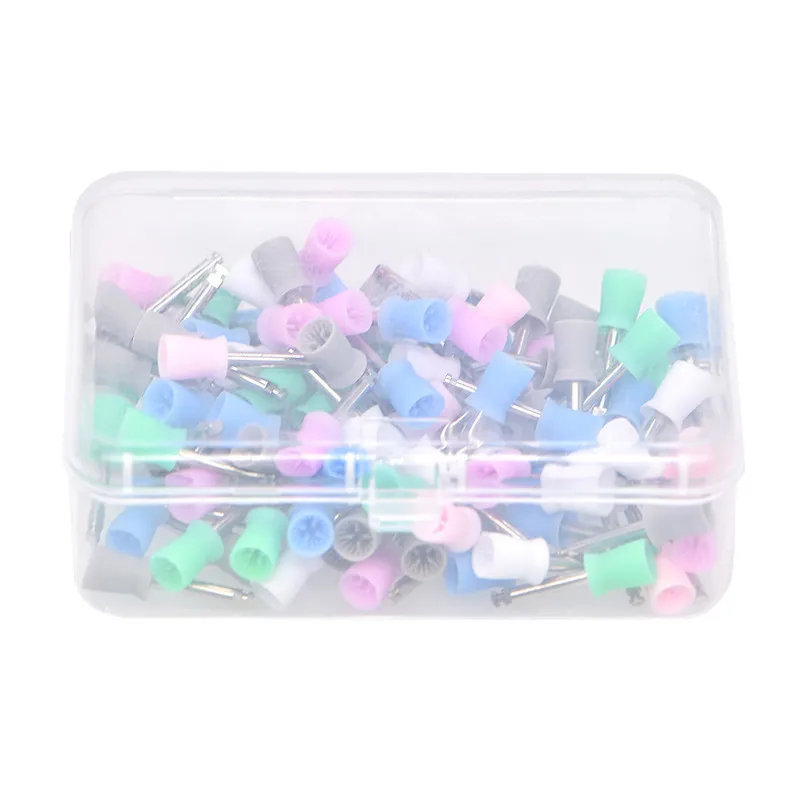 100pcs/box Dental Polishing Cup Latch Type Rubber Tooth Polish Polishing Brush Prophy Cup for Low Speed Handpiece Oral Hygiene