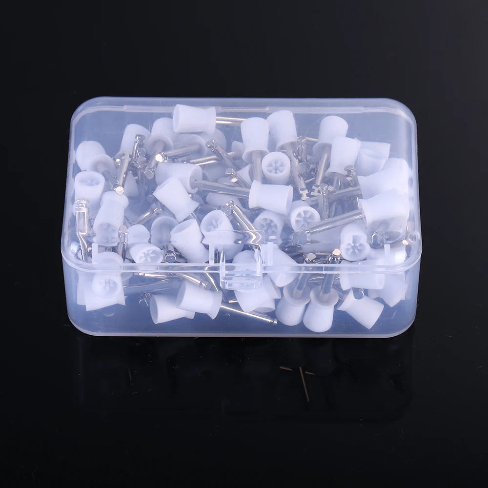 100pcs/box Dental Polishing Cup Latch Type Rubber Tooth Polish Polishing Brush Prophy Cup for Low Speed Handpiece Oral Hygiene