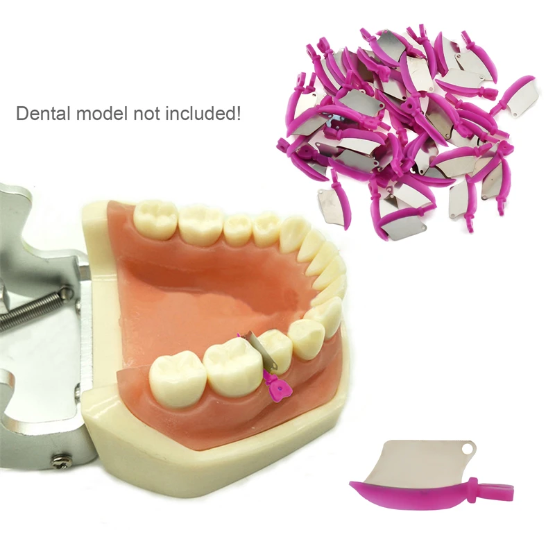 40PCS Dental Wedge Knife Prime Teeth Interproximal Plastic Wedge Guard With Stainless Steel Matrix Dentistry Matrices