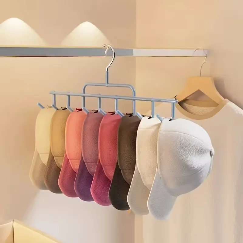1pc New Hat Rack Instagram-Style Cap Organizer with Hanging Hooks, Fits 8 Tall Caps for Dorm Closet Wall Mounted Baseball