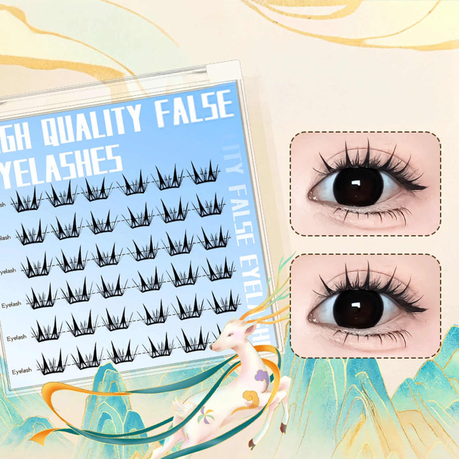 7-13mm Press on Lash Clusters Comic Eyelash Clusters No Glue Natural Cosplay False Eyelashes for Shopping Dating Traveling