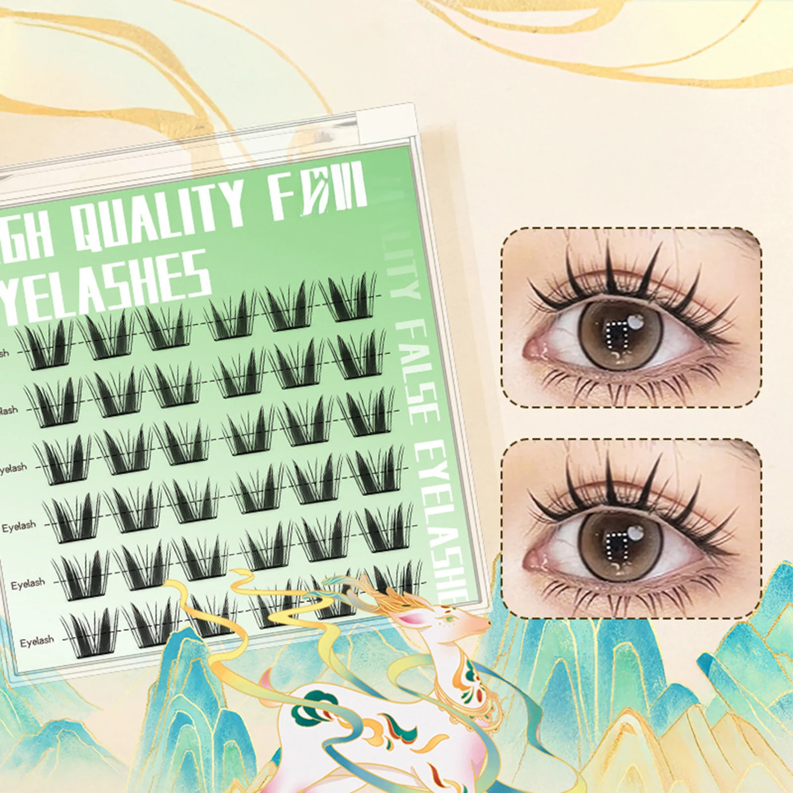 7-13mm Press on Lash Clusters Comic Eyelash Clusters No Glue Natural Cosplay False Eyelashes for Shopping Dating Traveling